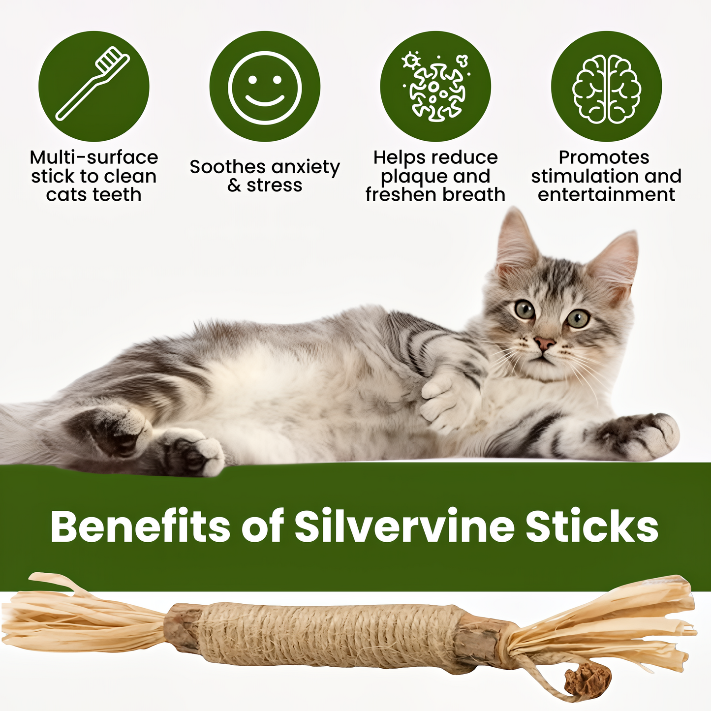 NEGUSY Natural Silvervine Dental Sticks– The Ultimate 100% Natural Cat Toy & Teeth Cleaner